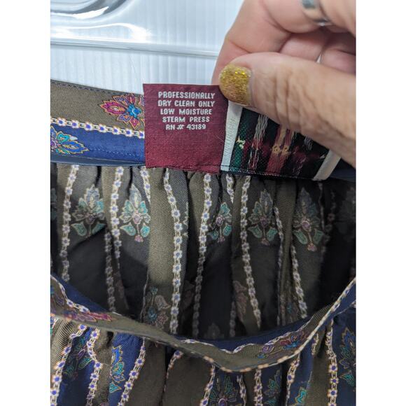 Vintage 80's Susan Bristol Maxi Skirt Striped Floral Print Boho Peasant NWT - Picture 6 of 9